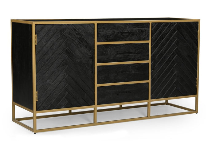 Mangoholz Anrichte Napels 165 cm Gold Mahom