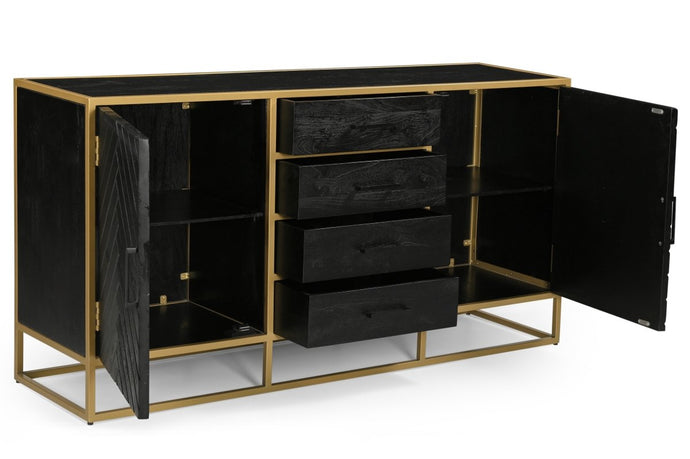 Mangoholz Anrichte Napels 165 cm Gold Mahom