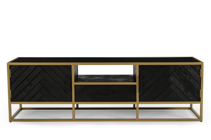 Mangoholz TV-Möbel Napels 165 cm Gold Mahom