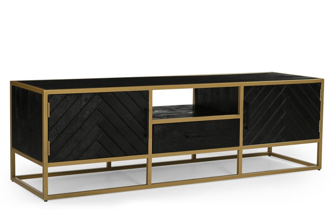 Mangoholz TV-Möbel Napels 165 cm Gold Mahom