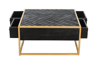 Mangoholz Couchtisch Naples Quadratisch Gold Mahom