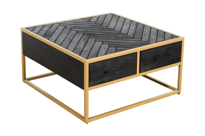 Mangoholz Couchtisch Naples Quadratisch Gold Mahom