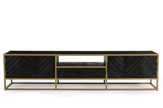 Mangoholz TV-Möbel Napels 210 cm Gold Mahom