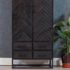 Mangoholz Schrank Toronto Schwarz 80 cm Mahom