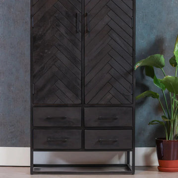 Mangoholz Schrank Toronto Schwarz 80 cm Mahom