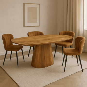 Mangoholz-Esstisch, dänisch, oval, 160 x 90 cm