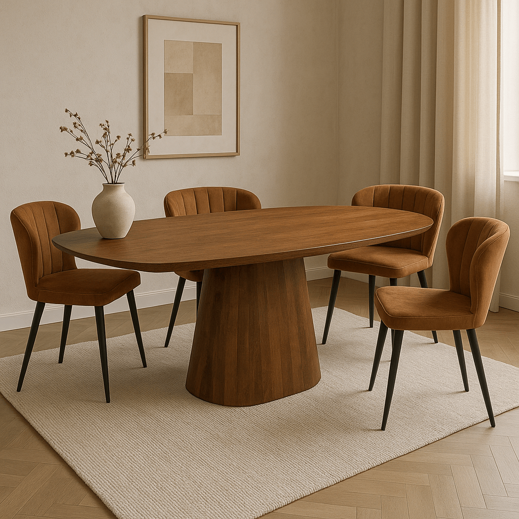 Mangoholz-Esstisch dunkelbraun, dänisch, oval, 180 x 90 cm