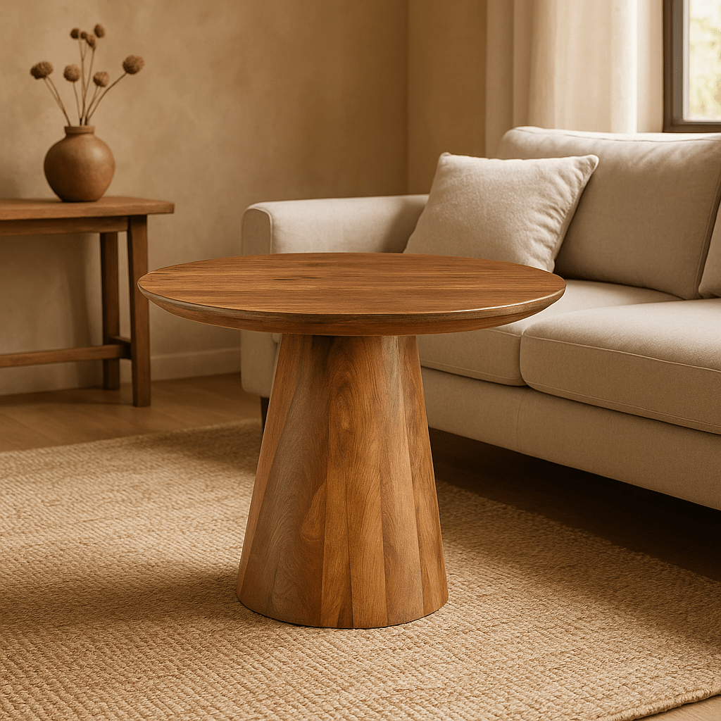 Mango-Holz-Couchtisch rund 60 cm
