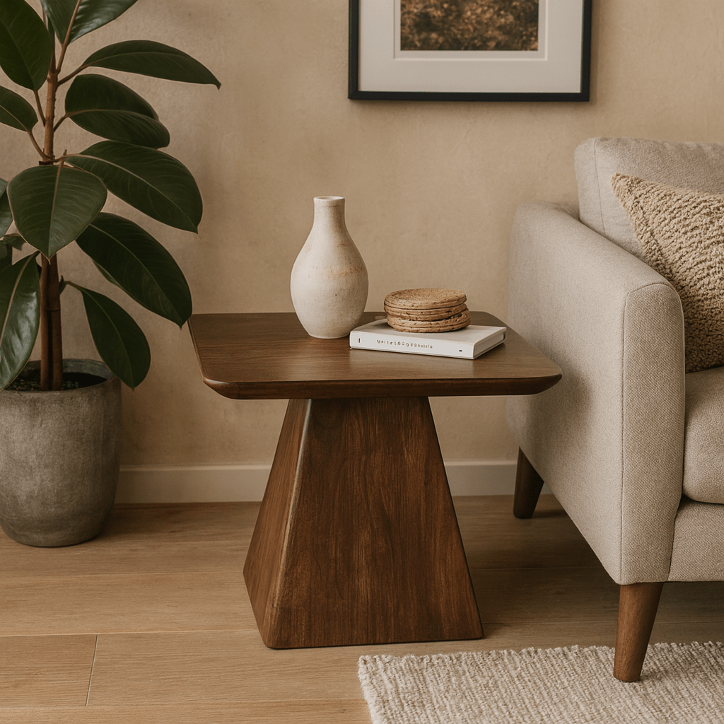 Mango-Holz-Couchtisch dunkelbraun quadratisch 60 x 60 cm