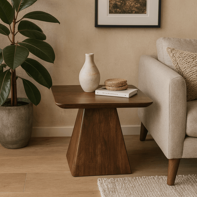 Mangoholz Couchtisch Nova Quadratisch 60x60 cm Dunkelbraun Mahom