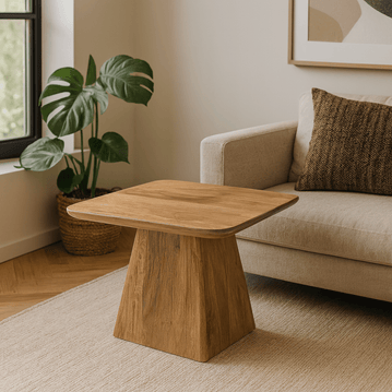 Mango-Holz-Couchtisch quadratisch 60 x 60 cm