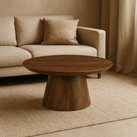 Mangoholz Couchtisch Nova Rund 80 cm Dunkelbraun Mahom