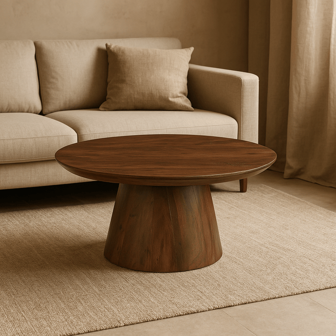 Mangoholz Couchtisch Nova Rund 80 cm Dunkelbraun Mahom