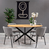 Esszimmerstuhl Lille Dunkelgrauer Bouclé-Stoff mit schwarzem Fuß Mahom