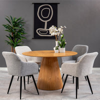 Esszimmerstuhl Amiens hellgrauer Bouclé-Stoff mit schwarzem Fuß Mahom