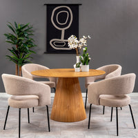 Esszimmerstuhl Rennes Sand Bouclé Stoff mit schwarzem Fuß Mahom