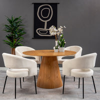 Esszimmerstuhl Rennes Weißer Bouclé-Stoff mit schwarzem Fuß Mahom