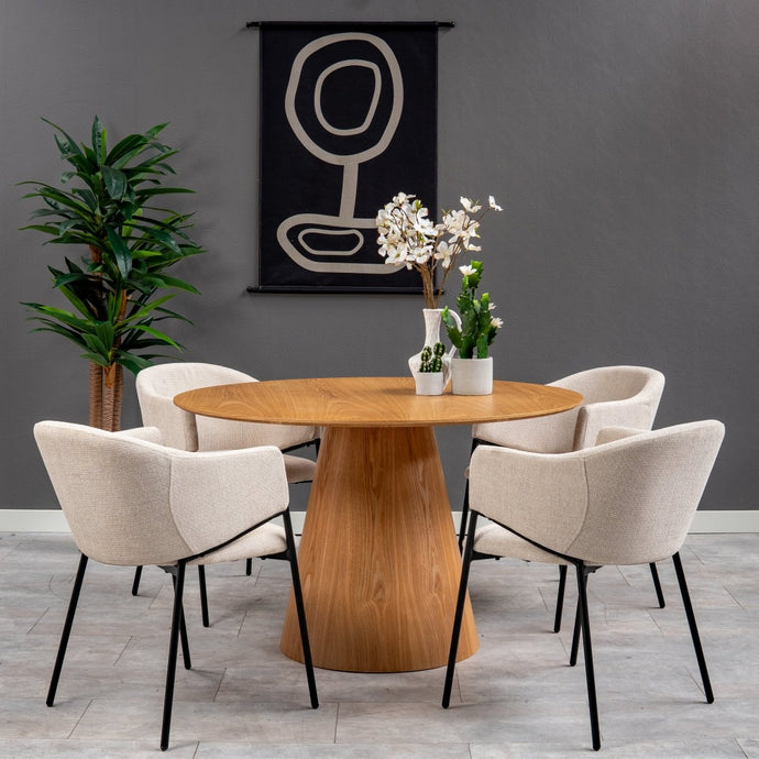 Esszimmerstuhl Dijon Beige mit schwarzem Fuß Mahom