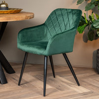 Esszimmerstuhl Nancy Dunkelgrün mit schwarzem Fuß Mahom