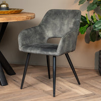 Esszimmerstuhl Nantes Dunkelgrün mit schwarzem Fuß Mahom