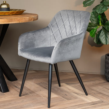 Esszimmerstuhl Nancy Grau mit schwarzem Fuß Mahom