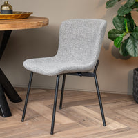 Esszimmerstuhl Lille hellgrauer Bouclé-Stoff mit schwarzem Fuß Mahom