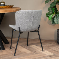 Esszimmerstuhl Lille hellgrauer Bouclé-Stoff mit schwarzem Fuß Mahom