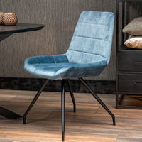 Esszimmerstuhl Toulouse Blau mit schwarzem Fuß Mahom