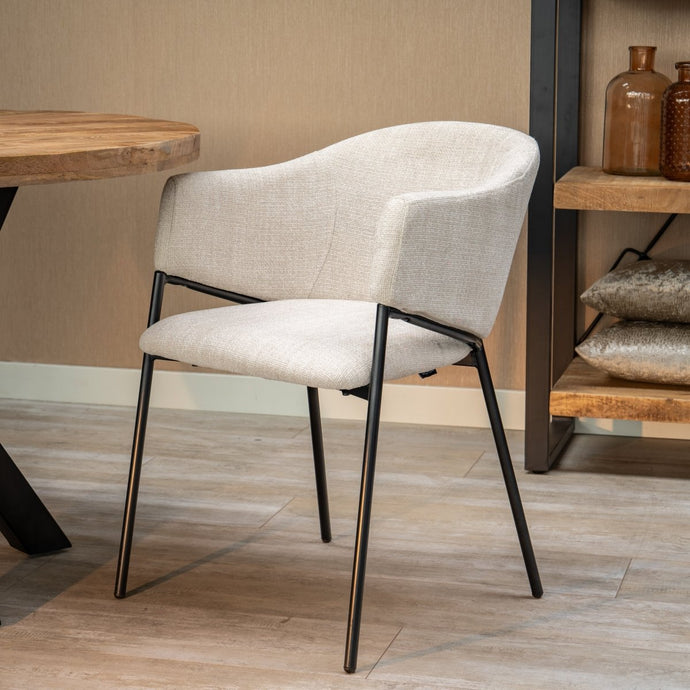 Esszimmerstuhl Dijon Beige mit schwarzem Fuß Mahom