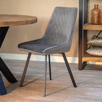 Esszimmerstuhl Reims Hellgrau mit schwarzem Fuß Mahom