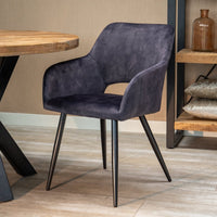 Esszimmerstuhl Nantes Dunkelgrau mit schwarzem Fuß Mahom