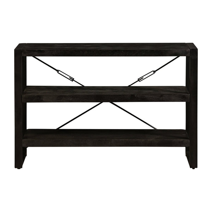 Mangoholz Bücherschrank Britt Schwarz 120 cm Niedrig Mahom
