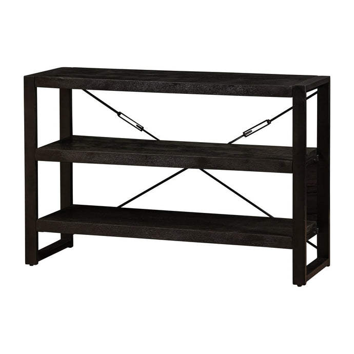 Mangoholz Bücherschrank Britt Schwarz 120 cm Niedrig Mahom
