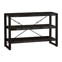 Mangoholz Bücherschrank Britt Schwarz 120 cm Niedrig Mahom