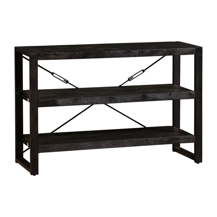 Mangoholz Bücherschrank Britt Schwarz 120 cm Niedrig Mahom