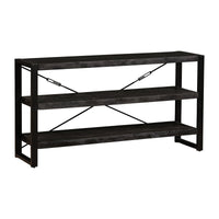 Mangoholz Bücherschrank Britt Schwarz 150 cm Niedrig Mahom