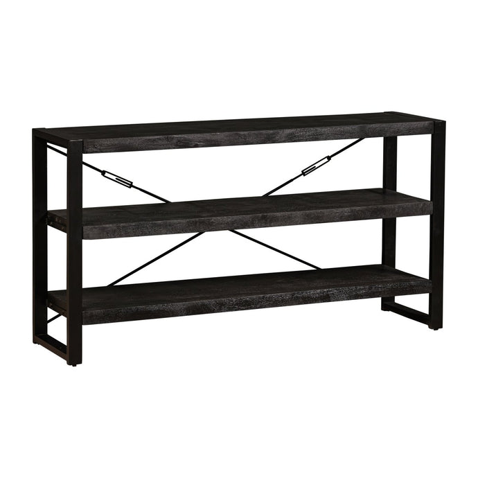 Mangoholz Bücherschrank Britt Schwarz 150 cm Niedrig Mahom