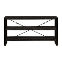 Mangoholz Bücherschrank Britt Schwarz 150 cm Niedrig Mahom