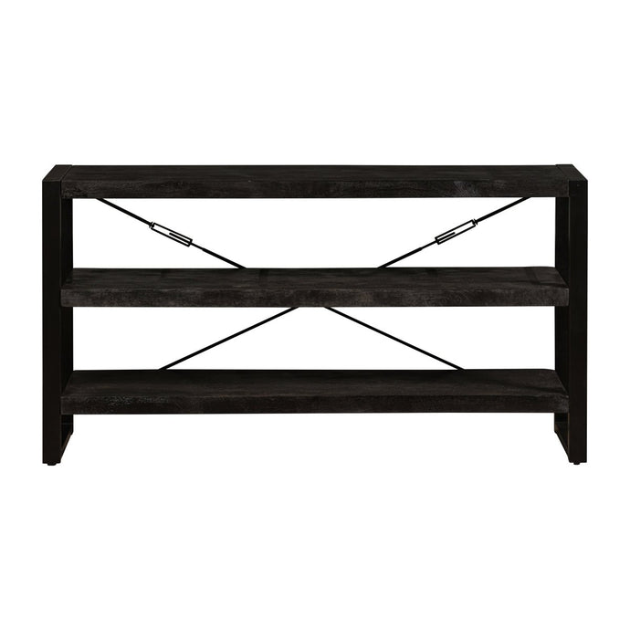 Mangoholz Bücherschrank Britt Schwarz 150 cm Niedrig Mahom