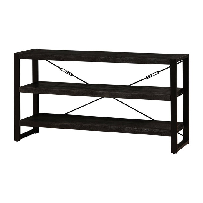 Mangoholz Bücherschrank Britt Schwarz 150 cm Niedrig Mahom