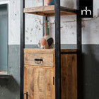 Mangoholz Bücherschrank Plano mit 1 Tür und 1 Schublade Mahom