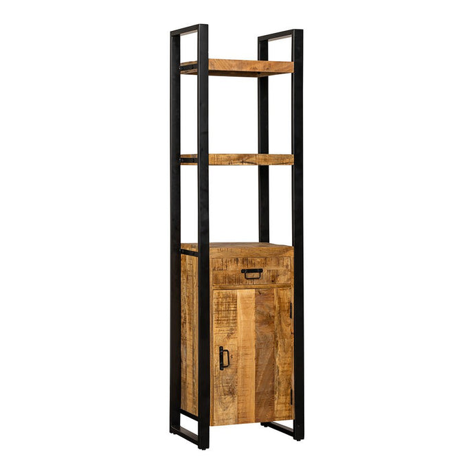 Mangoholz Bücherschrank Plano mit 1 Tür und 1 Schublade Mahom