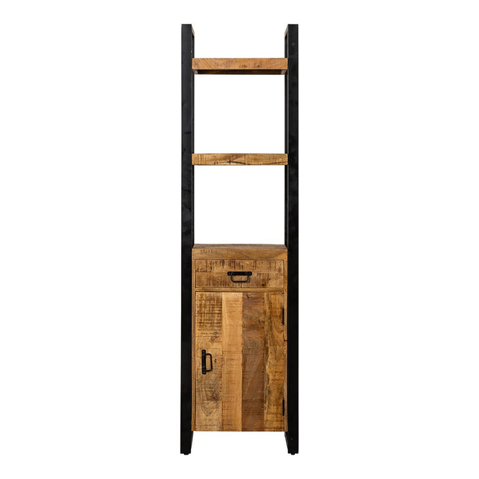 Mangoholz Bücherschrank Plano mit 1 Tür und 1 Schublade Mahom