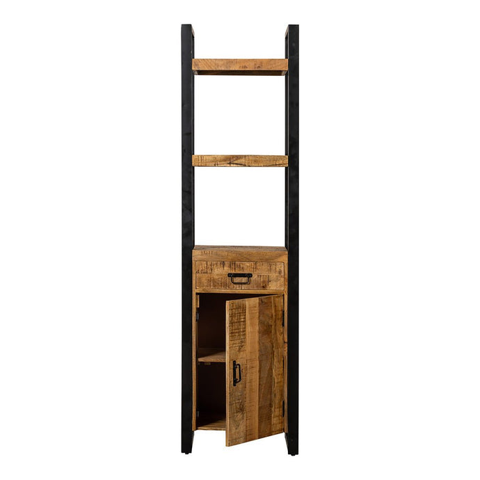 Mangoholz Bücherschrank Plano mit 1 Tür und 1 Schublade Mahom