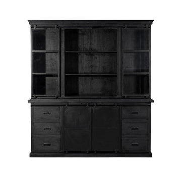 Mangoholz Buffet Schrank Denver Schwarz 200×220 cm Gerade Mahom