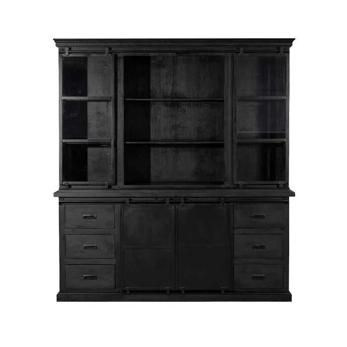 Mangoholz Buffet Schrank Denver Schwarz 200×220 cm Gerade Mahom