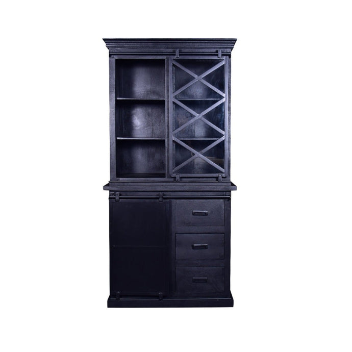 Mangoholz Buffet-Schrank Denver Schwarz 100 cm X Mahom