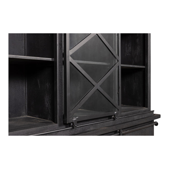 Mangoholz Buffett Schrank Denver Schwarz 160x220 cm X Einzeltür Mahom