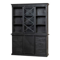 Mangoholz Buffett Schrank Denver Schwarz 160x220 cm X Einzeltür Mahom