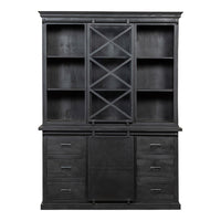 Mangoholz Buffett Schrank Denver Schwarz 160x220 cm X Einzeltür Mahom